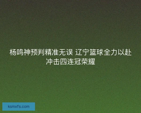 杨鸣神预判精准无误 辽宁篮球全力以赴冲击四连冠荣耀