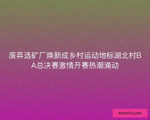 废弃选矿厂焕新成乡村运动地标湖北村BA总决赛激情开赛热潮涌动 废弃选矿厂焕新成乡村运动地标湖北村BA总决赛激情开赛热潮涌动